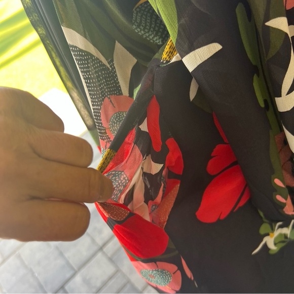 Farm Rio size XS Silk Floral Long Sleeve Maxi Dress, balloon sleeves - Picture 7 of 12